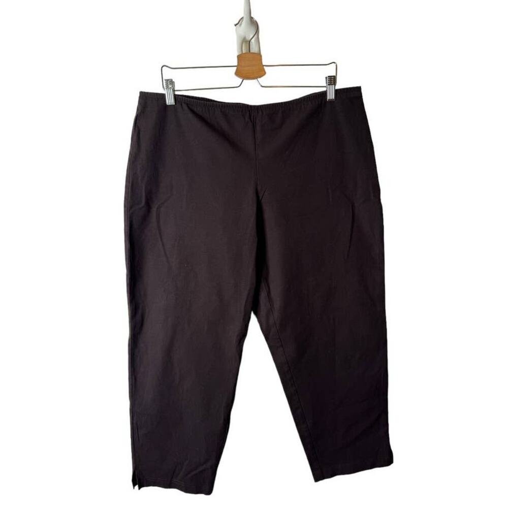 Eileen Fisher Brown Side Zip XL Organic Stretch Cotton Slim Ankle Pant X Large